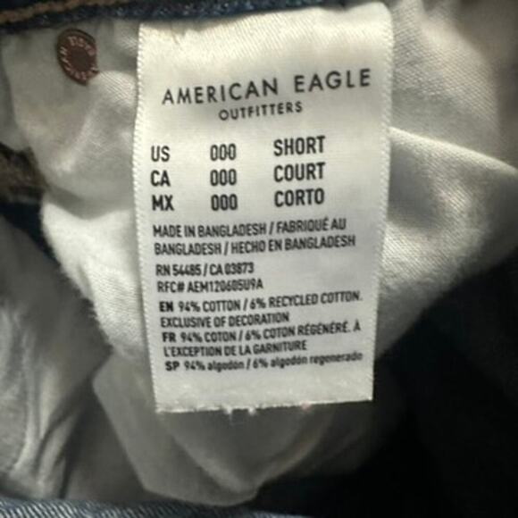 American Eagle Super High Rise Button Fly Distressed Jeans Women's 0 Blue Denim - Picture 4 of 9